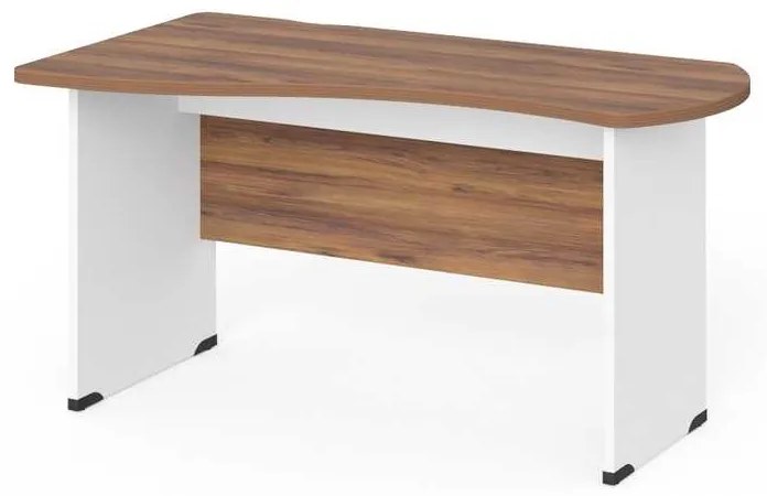 Birou de colt Manager 140 x 80 cm, stânga, nuca warmia / alb