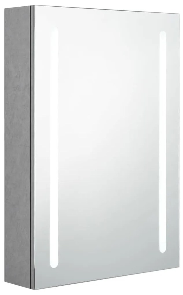 326495 vidaXL Dulap de baie cu oglindă și LED, gri beton, 50x13x70 cm