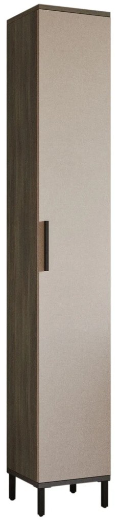 Dulap de Baie cu 6 compartimente, Crem - Maro, 30 x 184 x 30 cm
