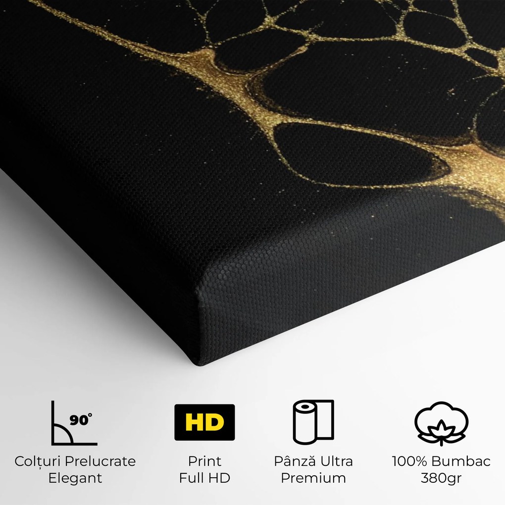 Tablou Canvas, 40x60cm, Dormitor si Living, Abstracte, Marble, Black Golden Marble