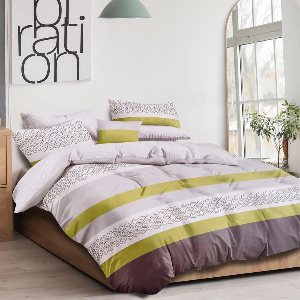 Lenjerie de pat din bumbac alb GABRO + fata de perna 40 x 50 cm gratuit