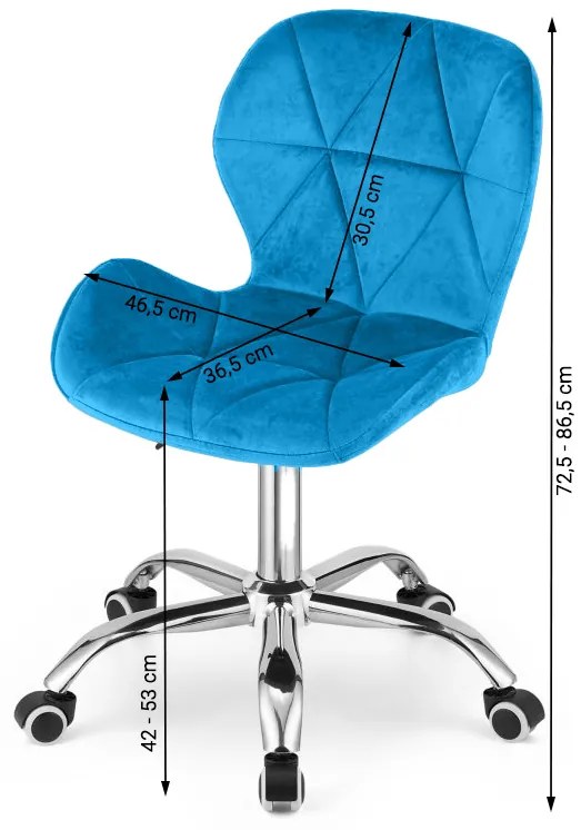 Scaun de birou AVOLA VELVET albastru regal