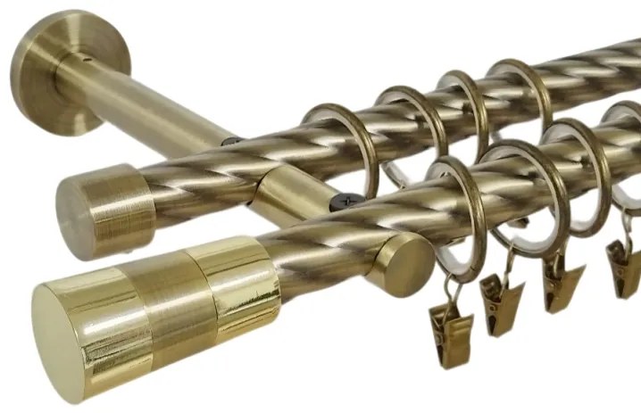 Galerie dubla twist prindere perete picior universal valeo 19/19 aur antic (Alege marime: 140 cm)