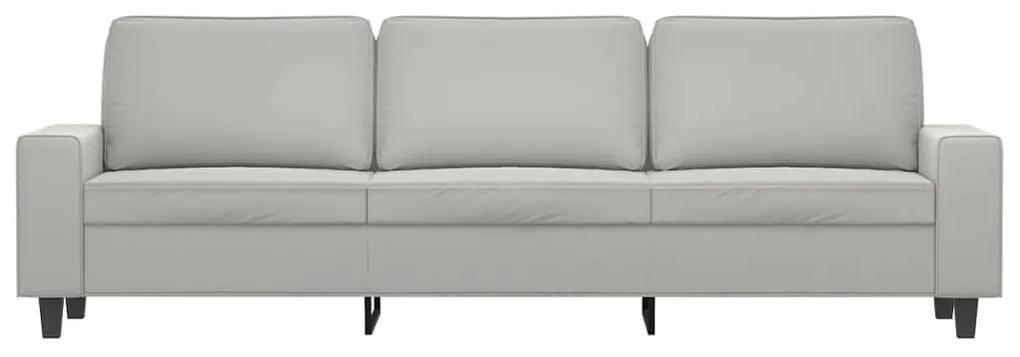 Canapea cu 3 locuri, gri deschis, 210 cm, tesatura microfibra Gri deschis, 244 x 77 x 80 cm