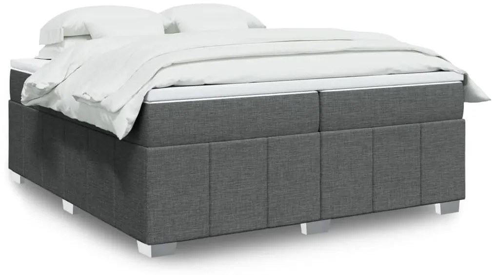 vidaXL Pat box spring cu saltea, gri închis, 200x200 cm, textil