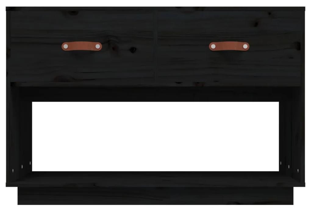 Comoda TV, negru, 90x40x60 cm, lemn masiv de pin 1, Negru