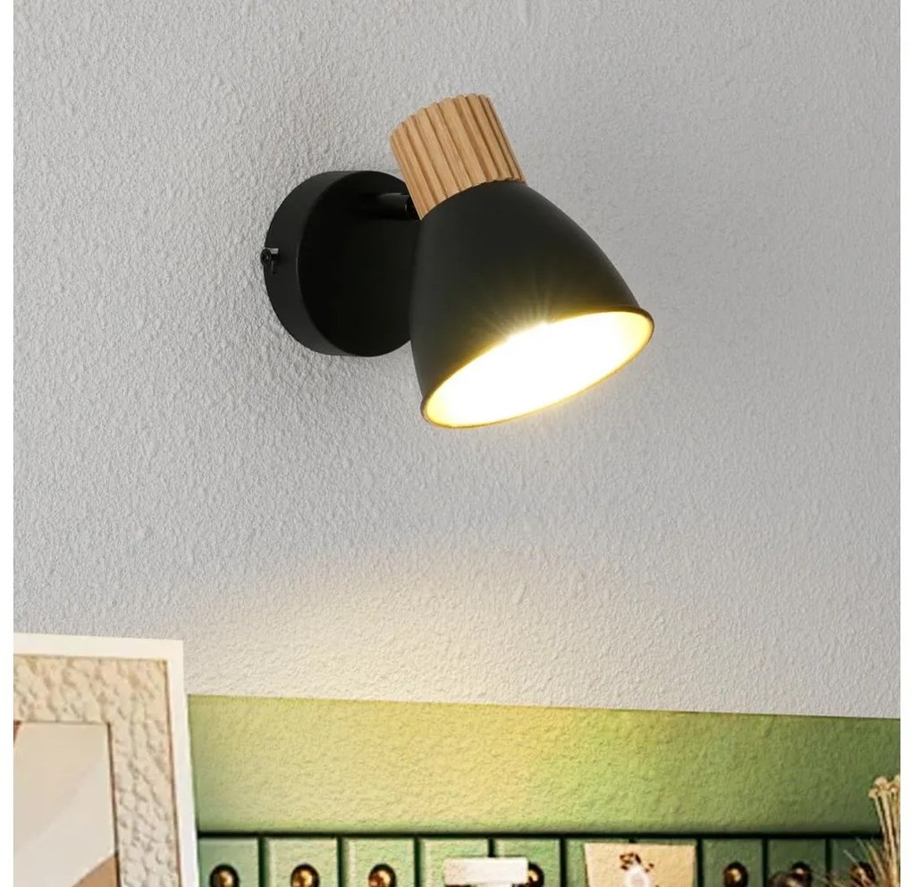 Brilagi - Aplica spot de perete ODENSE 1xE14/10W/230V lemn de cauciuc/negru