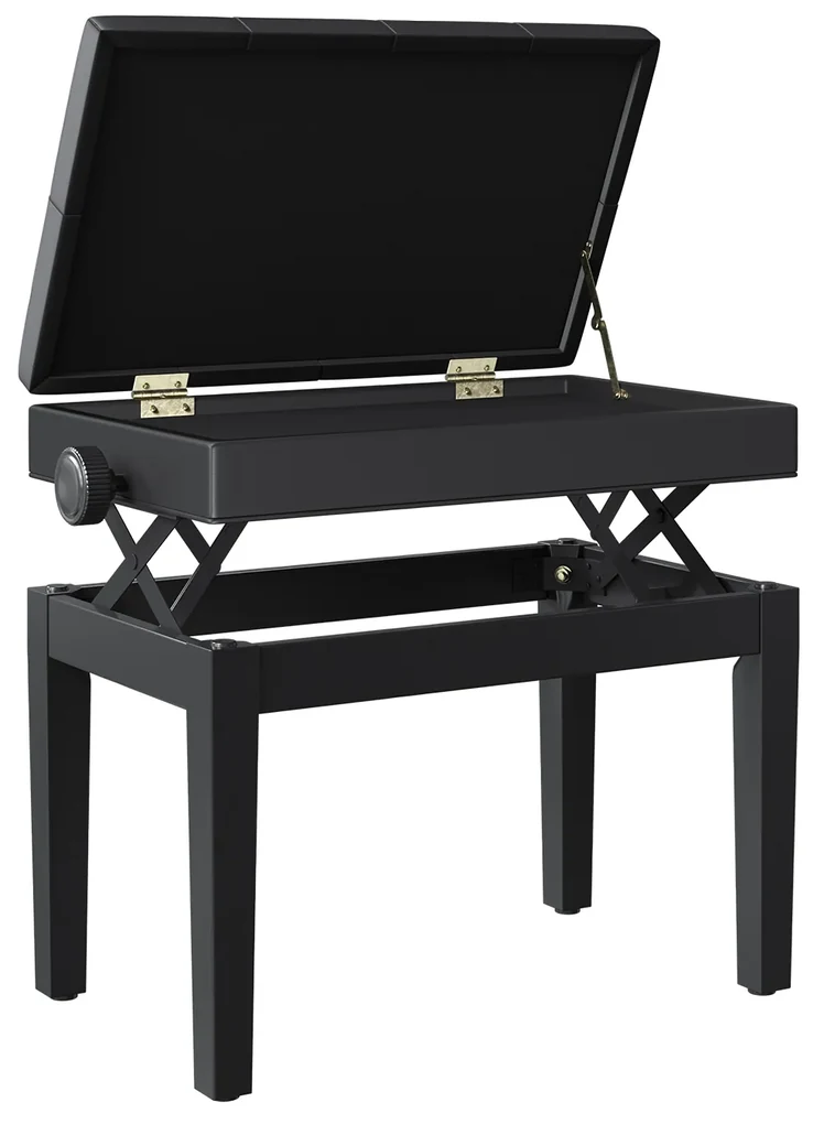 HOMCOM Băncuță Pian Elegantă cu Spațiu de Depozitare, Înălțime Ajustabilă, Negru, 54.5x33x48-58cm | Aosom Romania
