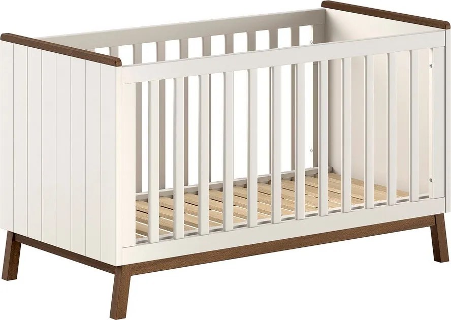 Pătuț bej din lemn de pin cu latură detașabilă/cu înălțime reglabilă 70x140 cm Sezane – Vipack