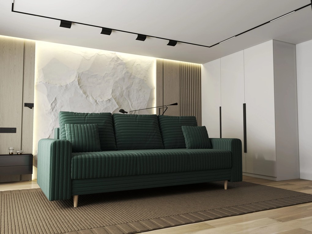 Canapea extensibilă dumonde cu ladă de depozitare si sezut confortabil din spuma high-density, Kronos Ambience Verde 210x100 cm