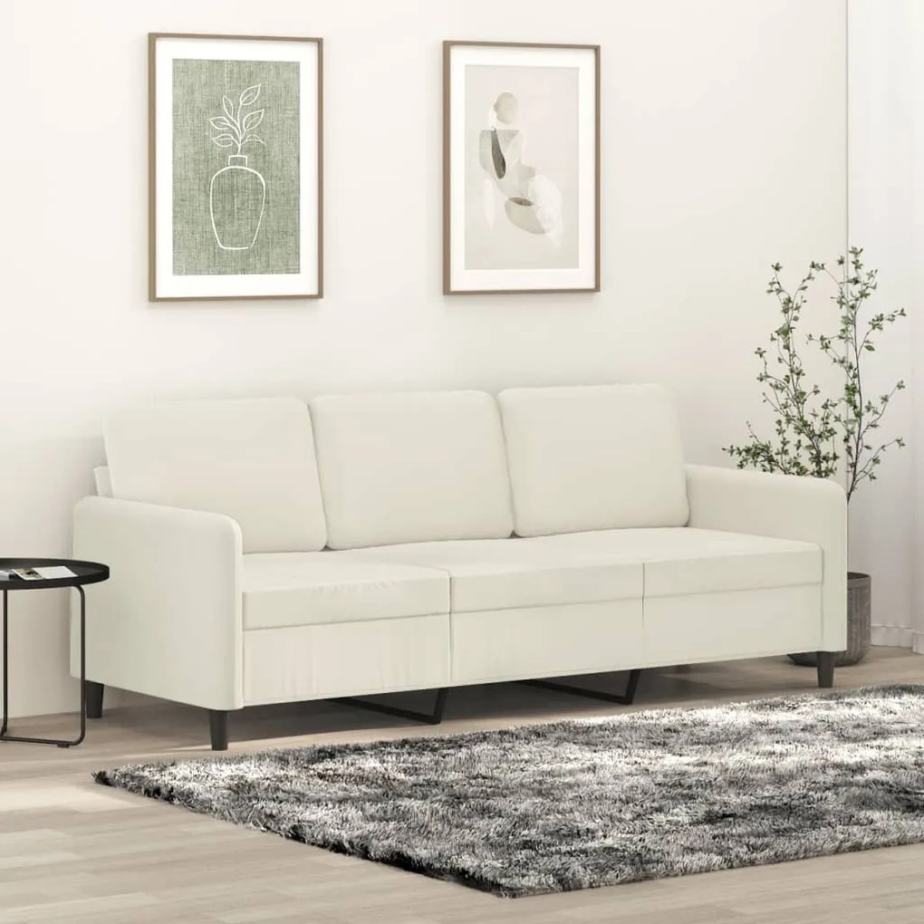 vidaXL Canapea cu 3 locuri, crem, 180 cm, catifea