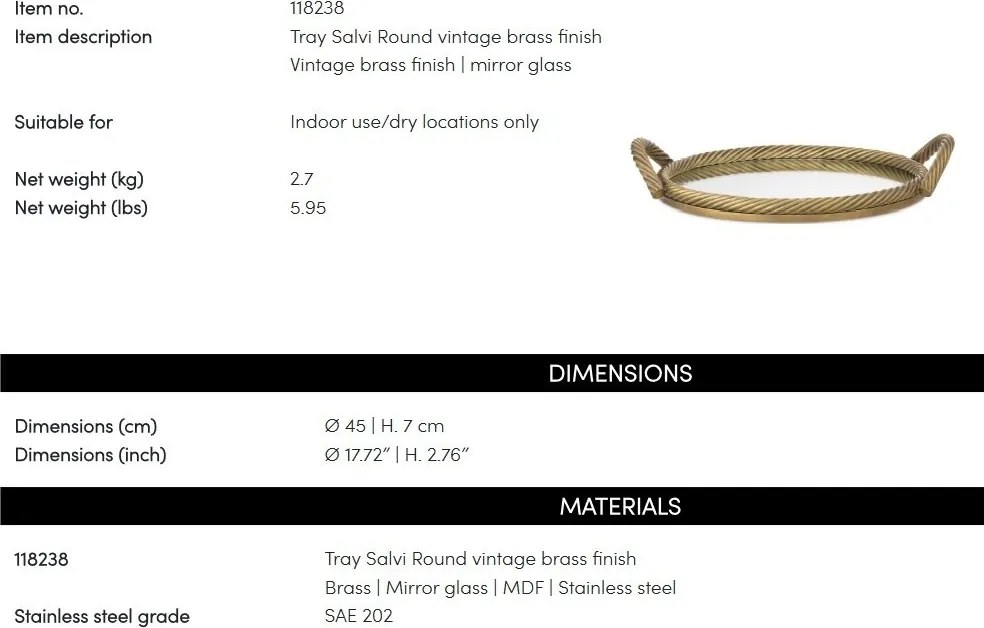 Tava, Obiect decorativ design LUX Salvi Round