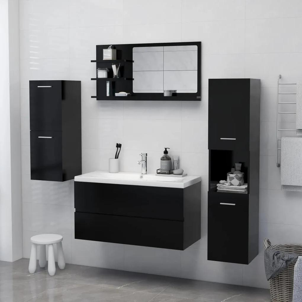 Oglinda de baie, negru, 90 x 10,5 x 45 cm, PAL Negru