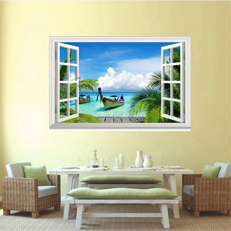 Sticker perete Tropical Island 3D Window