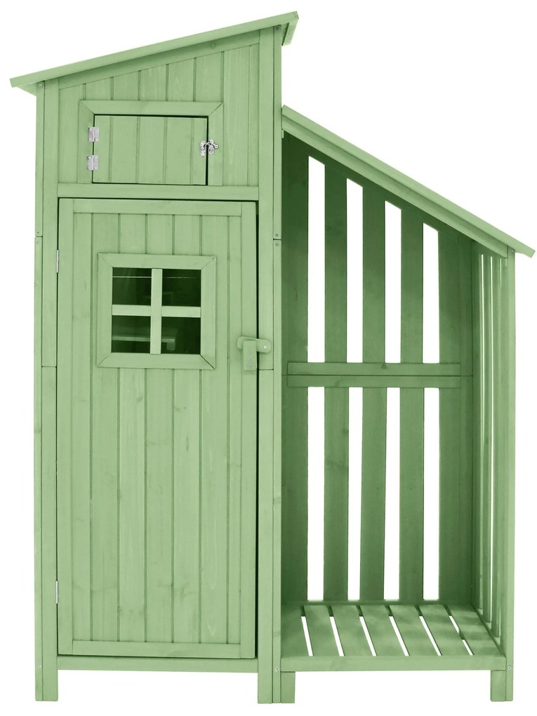 Dulap de grădină cu 2 rafturi, magazie de unelte cu spațiu mare de depozitare, 124 × 46 × 174 cm, Verde