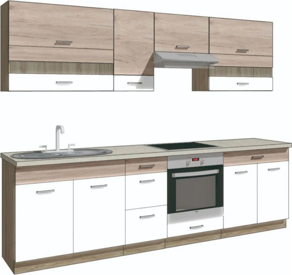 Set bucatarie ECONO A PLUS, carcasa stejar sonoma/fronturi stejar san