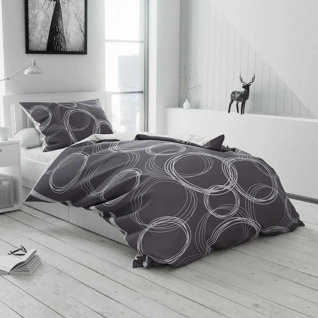Lenjerie de pat din bumbac BUBBLES BLEND negru Dimensiune lenjerie de pat: 70 x 90 cm | 140 x 200 cm