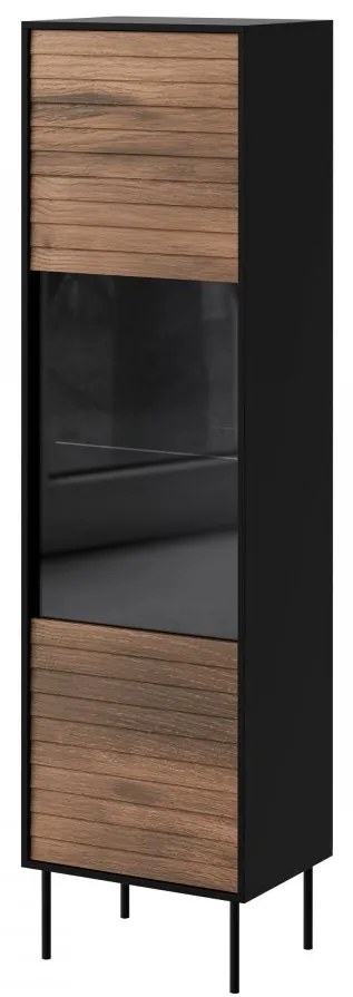 Vitrină Hermano (Negru + Nuc warnia) . Promo -16%. 1106295