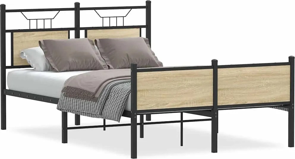vidaXL Cadru pat fără saltea stejar sonoma 120x200 cm, lemn prelucrat