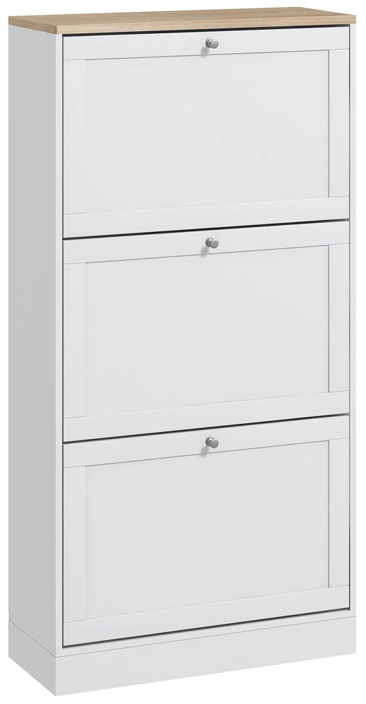 HOMCOM Dulap Îngust pentru Pantofi cu 3 Sertare și Rafturi Reglabile pe 2 Niveluri, 60x23,5x115 cm, Negru | Aosom Romania