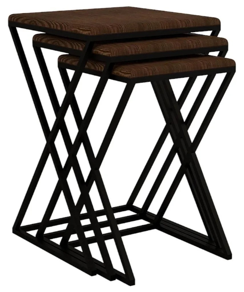 Set 3buc. măsuțe cafea Solame (nuc + negru). 1094349