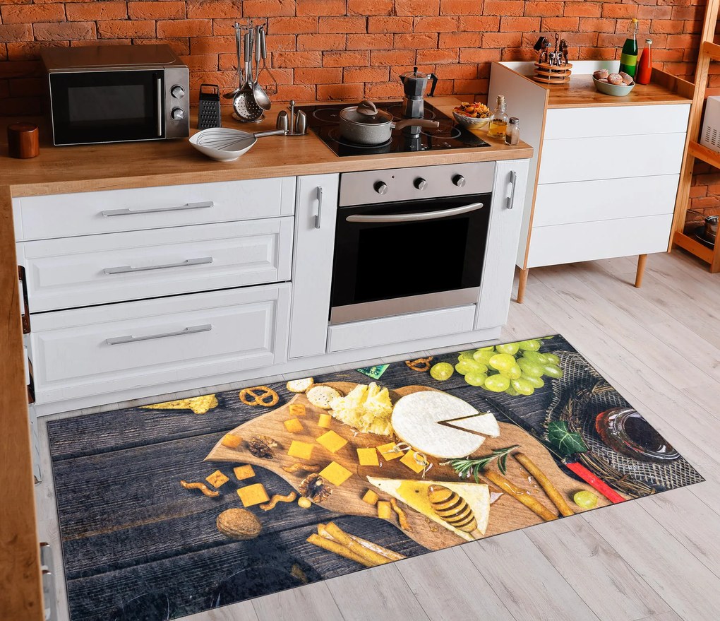 ANDRE 9009 covor lavabil Gustări bucatarie anti-alunecare - maro / galben