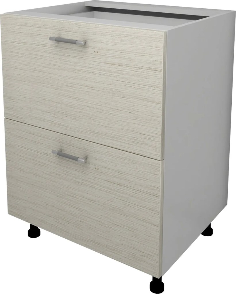 Corp Baza Lecce, 2 Sertare, Lemn Alb/Alb, 60 x 50 x 80 cm