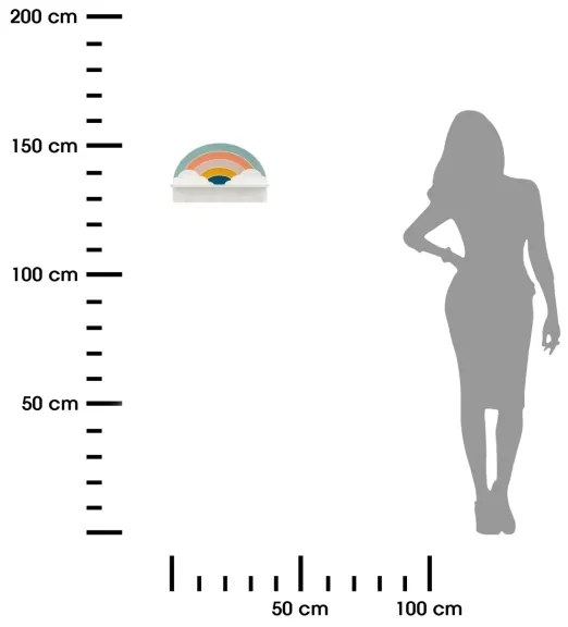 Raft de perete pentru copii cu agățătoare curcubeu/colorat
