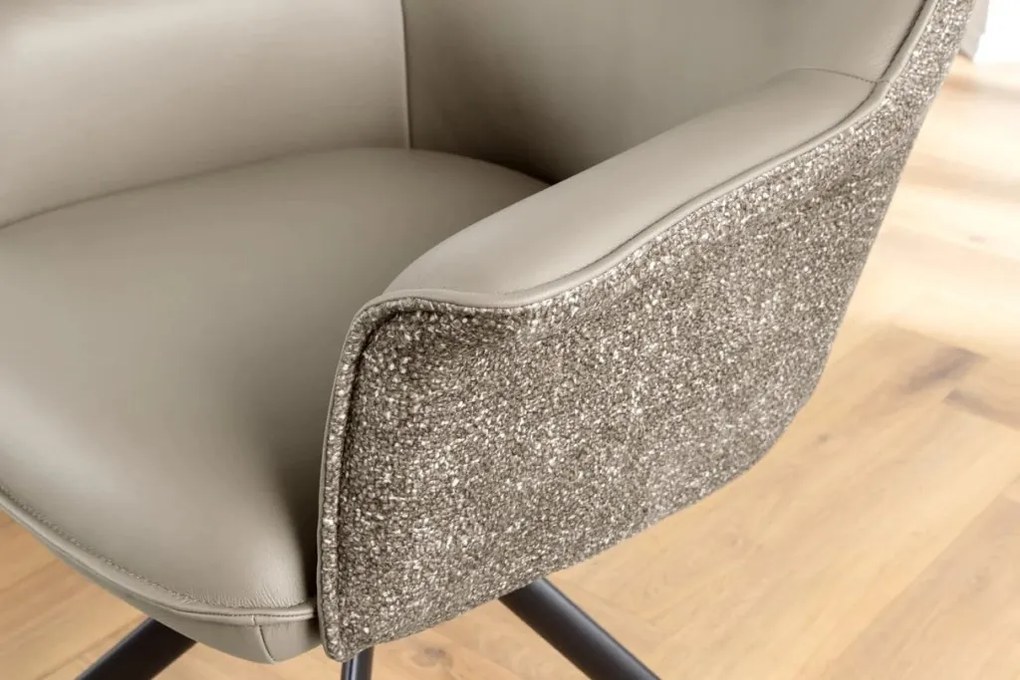 Set 2 scaune Pivotante, Piele Naturala LE GRAND taupe