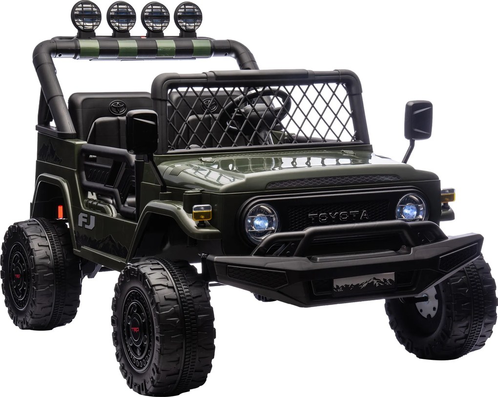 AIYAPLAY Mașină Electrică pentru Copii, Off-Road 24V cu 2 Locuri, Verde Închis | Aosom Romania
