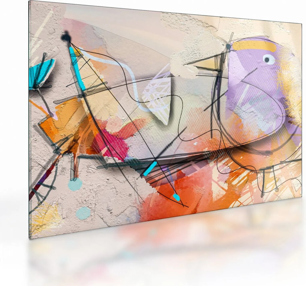Tablou pe sticlă - Abstract, pasăre (70x50 cm)