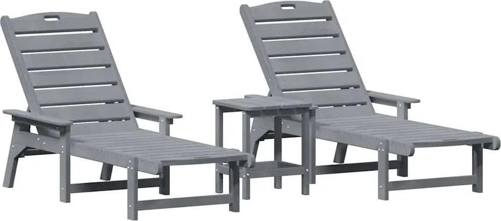 vidaXL Șezlong 3 pcs Gri deschis Polietilenă