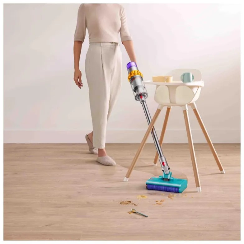 Aspirator vertical Dyson V15S Detect Submarine 448798-01, 660W, 0.77 l, 60 min autonomie, Senzori, 4 moduri, LCD, Gri / Albastru