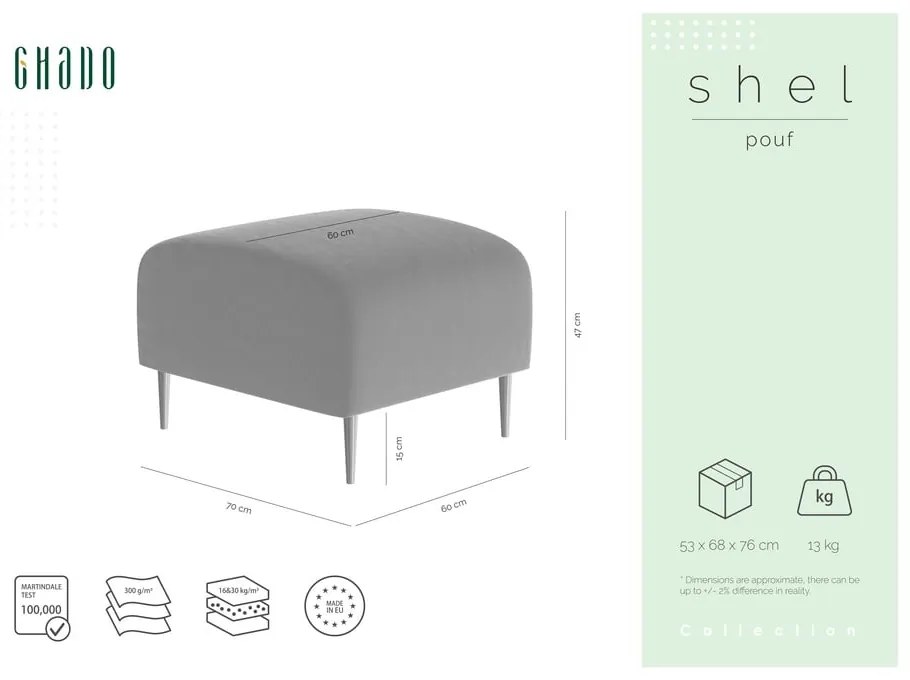 Taburet cu tapițerie din catifea Ghado Shel, verde închis