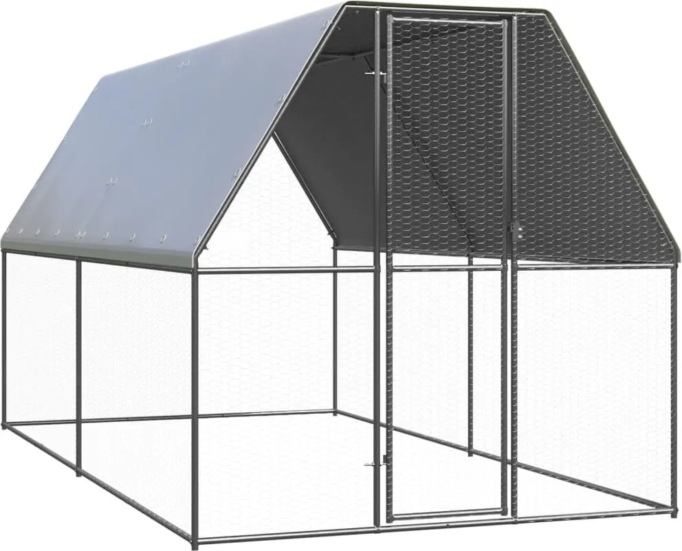 vidaXL Coteț de păsări pentru exterior, 2x4x2 m, oțel galvanizat