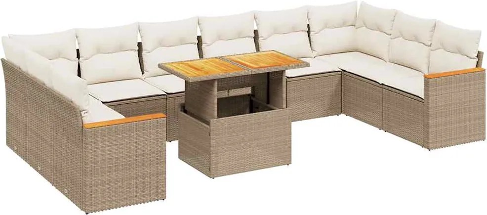 vidaXL Set canapele de grădină cu perne, 11 piese, bej, poliratan