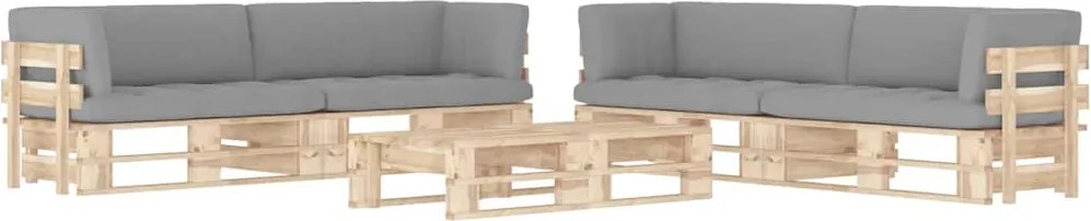 vidaXL Set mobilier de grădină cu perne, 6 piese, lemn pin tratat