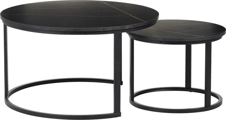 Set 2 Masute De Cafea Selmma PAL Finisaj Marmura Neagra