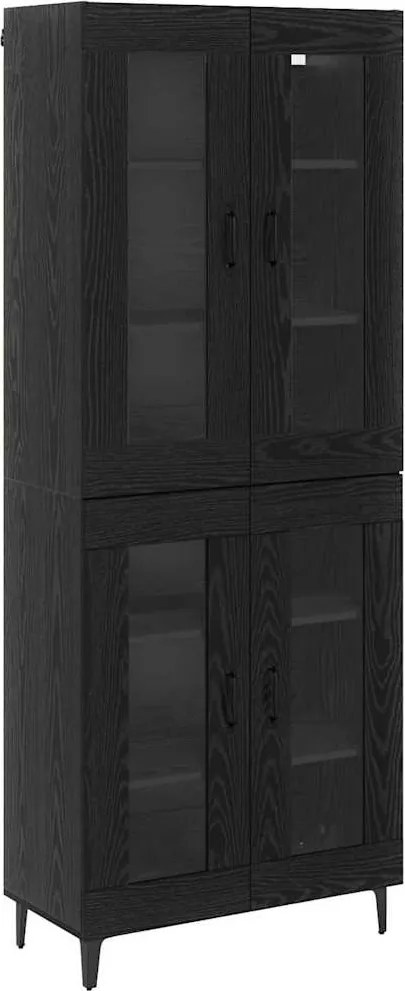 vidaXL Bufet Pe perete Stejar Negru 69,5 x 34 x 180 cm Lemn compozit