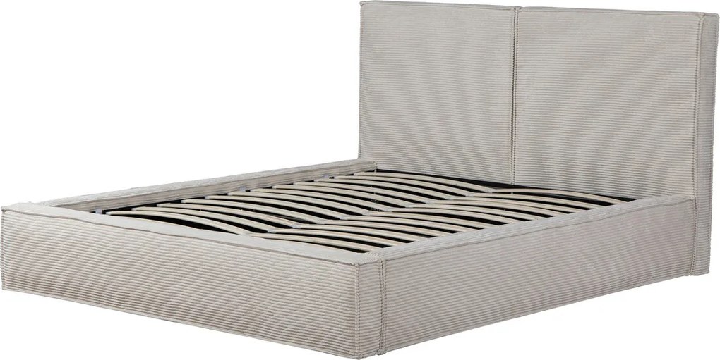 Pat tapitat Austin, 180x200 cm, somiera rabatabila, spatiu depozitare, bej