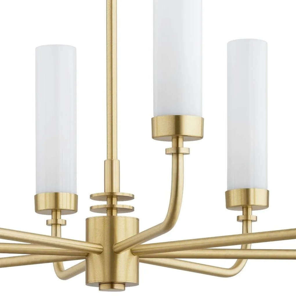 Candelabru 8 brate, alama periata, sticla alb mat PRESTON 5081