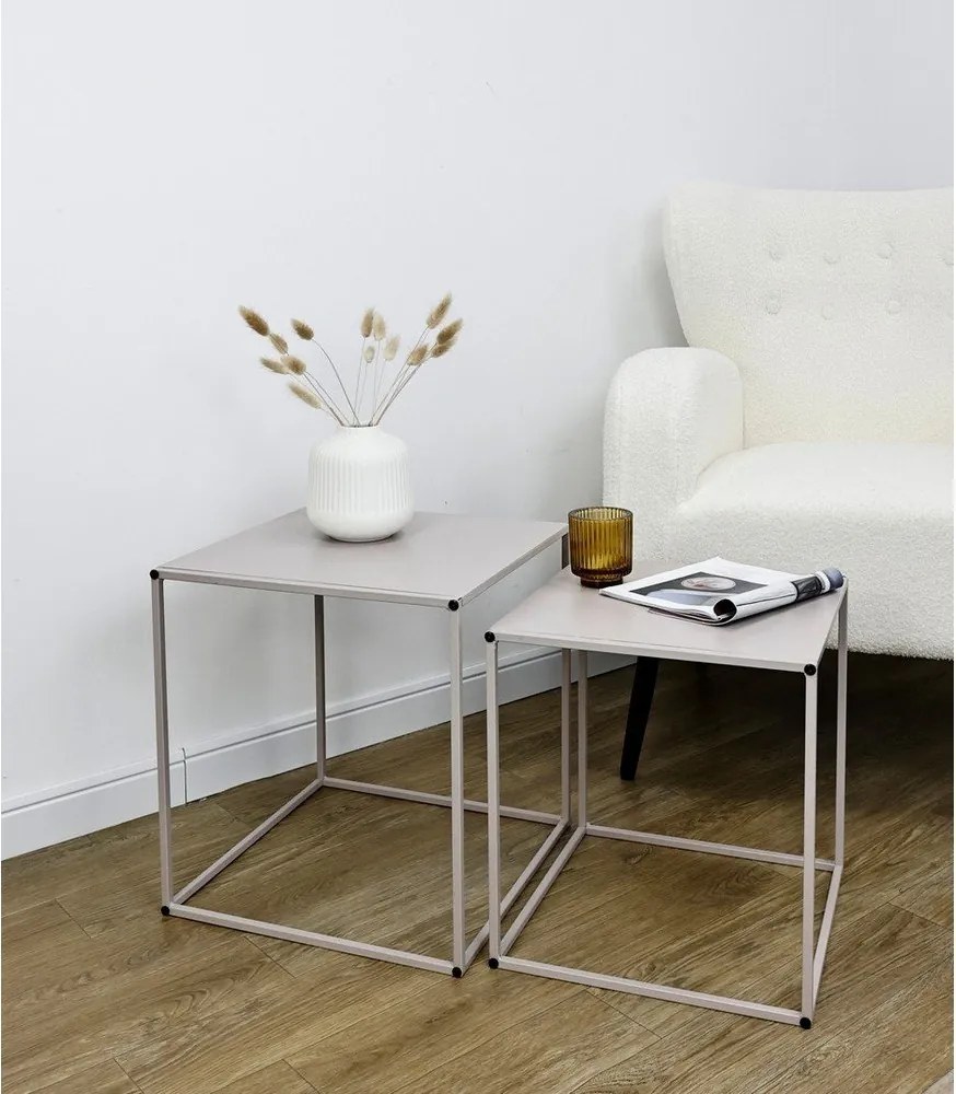 Măsuțe de cafea bej 2 buc. din metal 38x38 cm Alrik – Yes Everyday