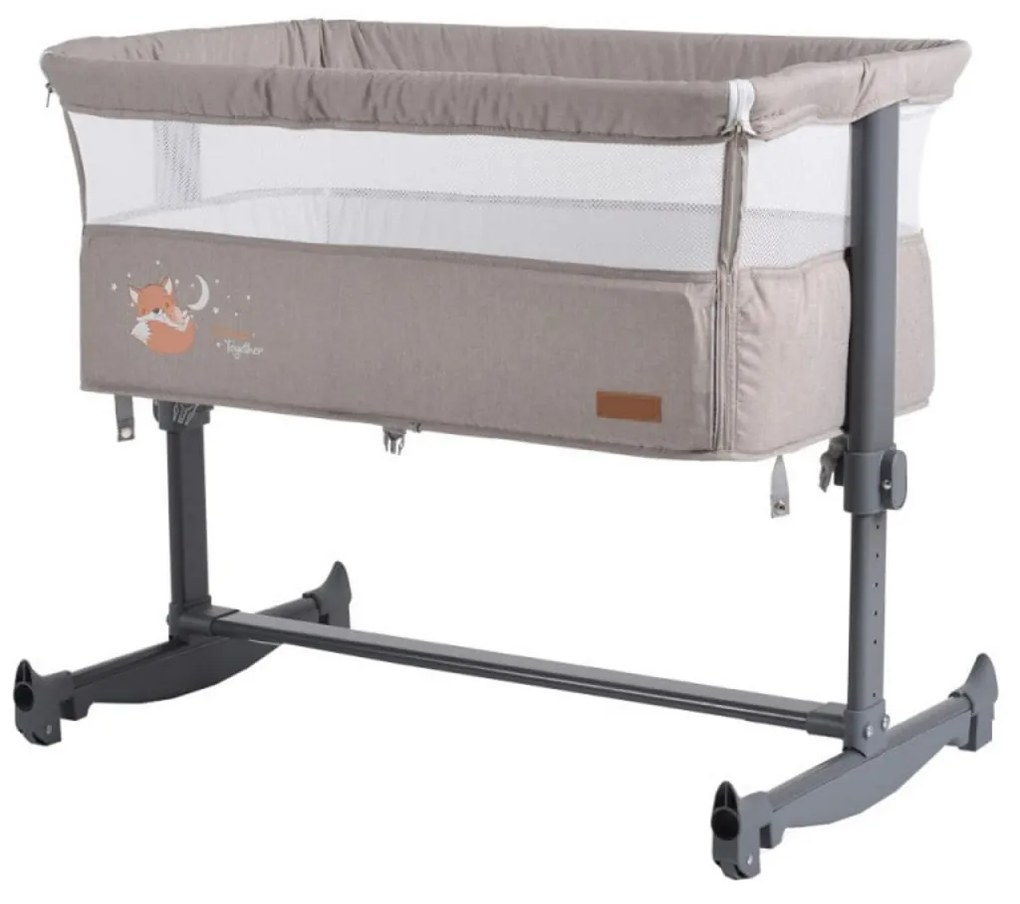 Patut copii transformabil in balansoar bebe NOVOKIDS™ Babies , Design modern, Co-Sleeper , Dimensiuni 90X55X80 cm, 5 trepte de inaltime, Saltea