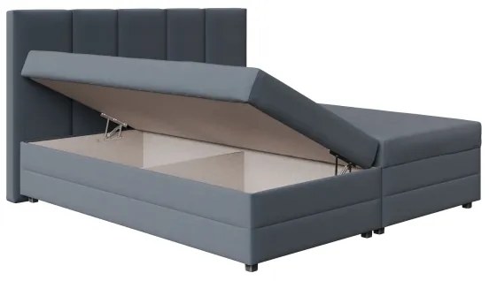 Pat tapițat ISABEL 180x200 cu saltea cu arcuri și spațiu de depozitare, gri