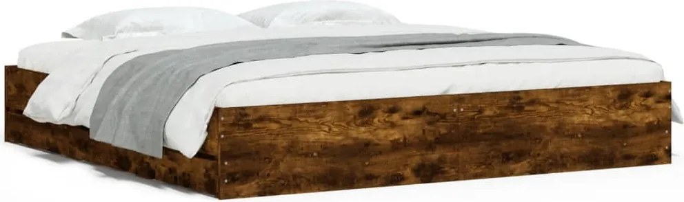 vidaXL Cadru de pat cu sertare stejar fumuriu 160x200cm lemn prelucrat