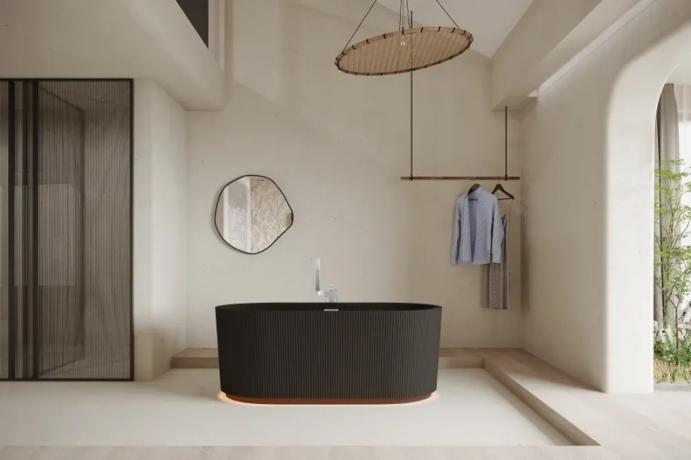 Cada acril freestanding Calliope LED, iluminare LED, Negru, 170 cm, 5020 LED