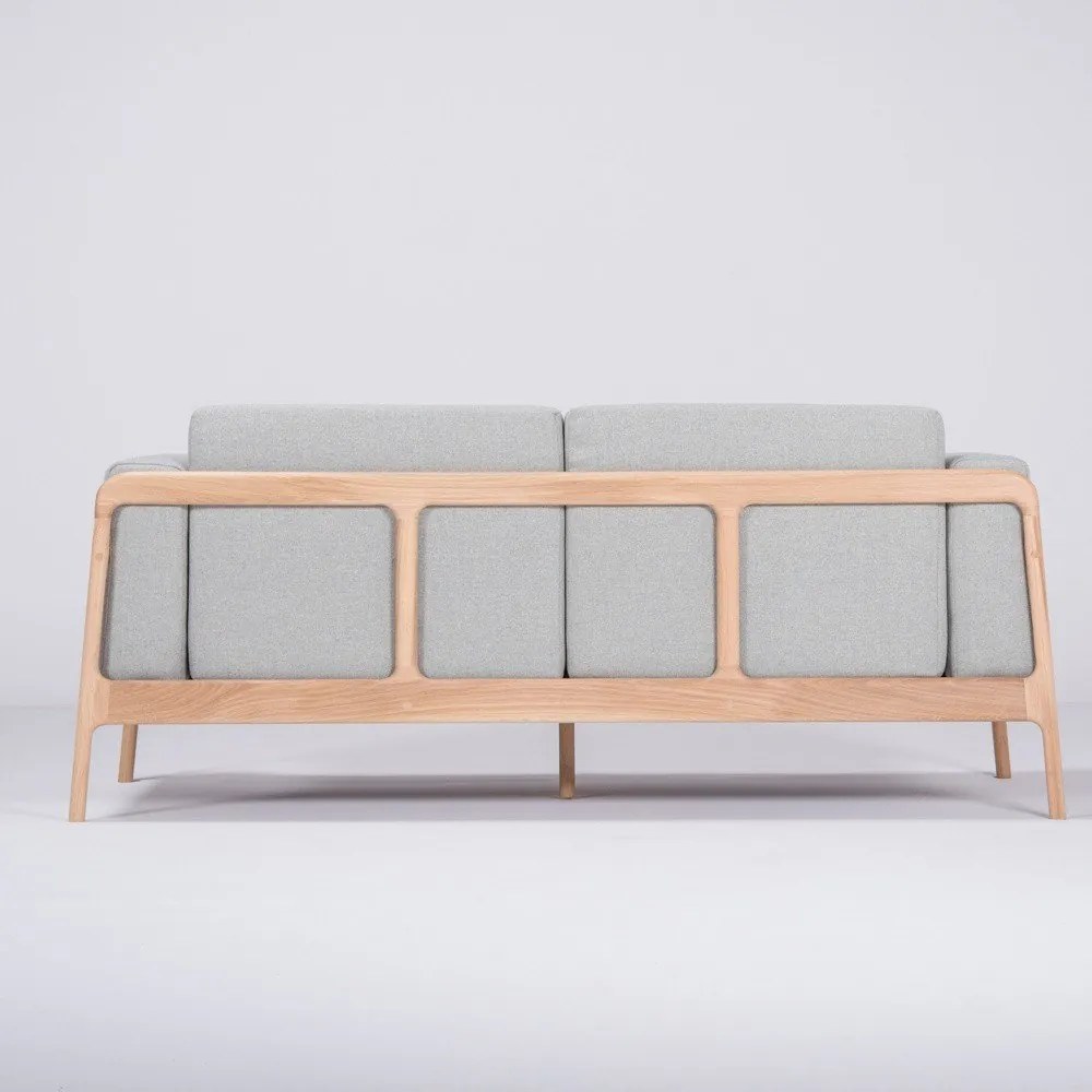 Canapea cu structură din lemn de stejar Gazzda Fawn, 180 cm, albastru - gri