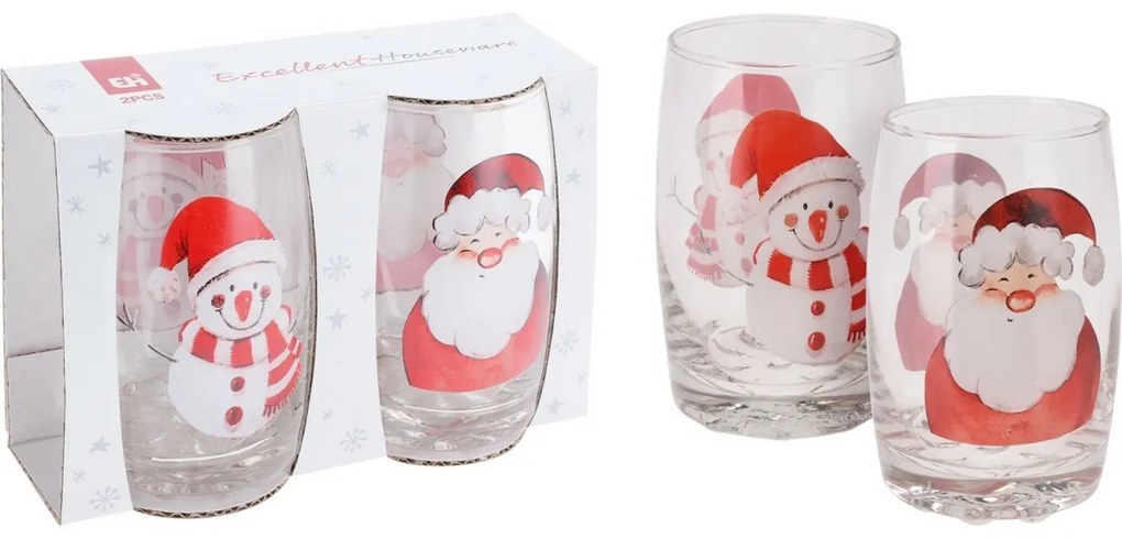 Set de 2 pahare Santa și Snowman, 300 ml