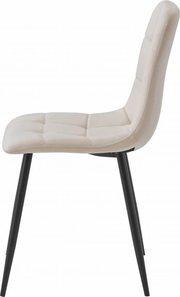 OFERTA Scaun de catifea bej KARA cu picioare negre II. calitate