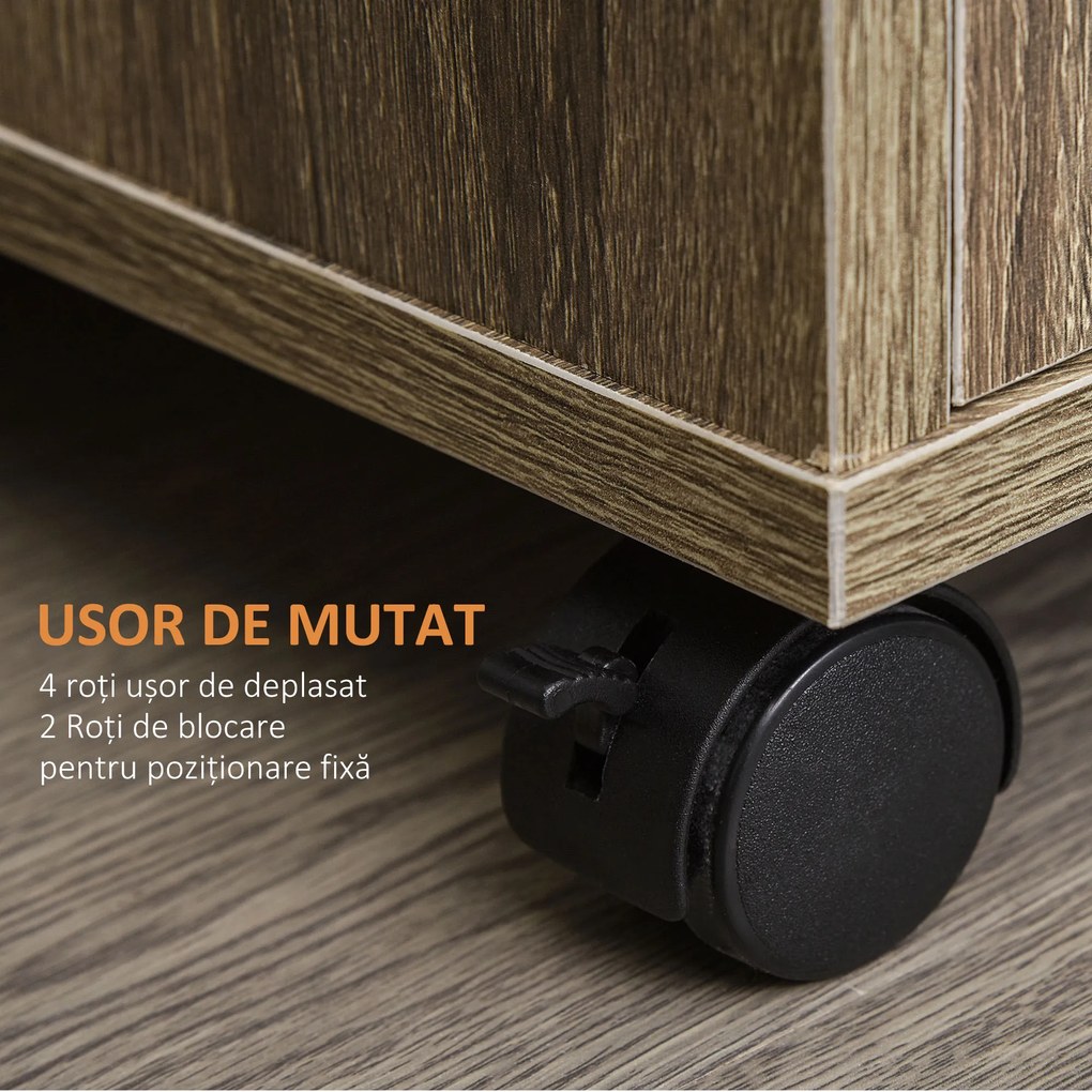 Mobilier Bucatarie cu 4 Roti, Dulapior cu Etajera din PAL, Lemn 60,4x40,3x97cm HOMCOM | Aosom Romania